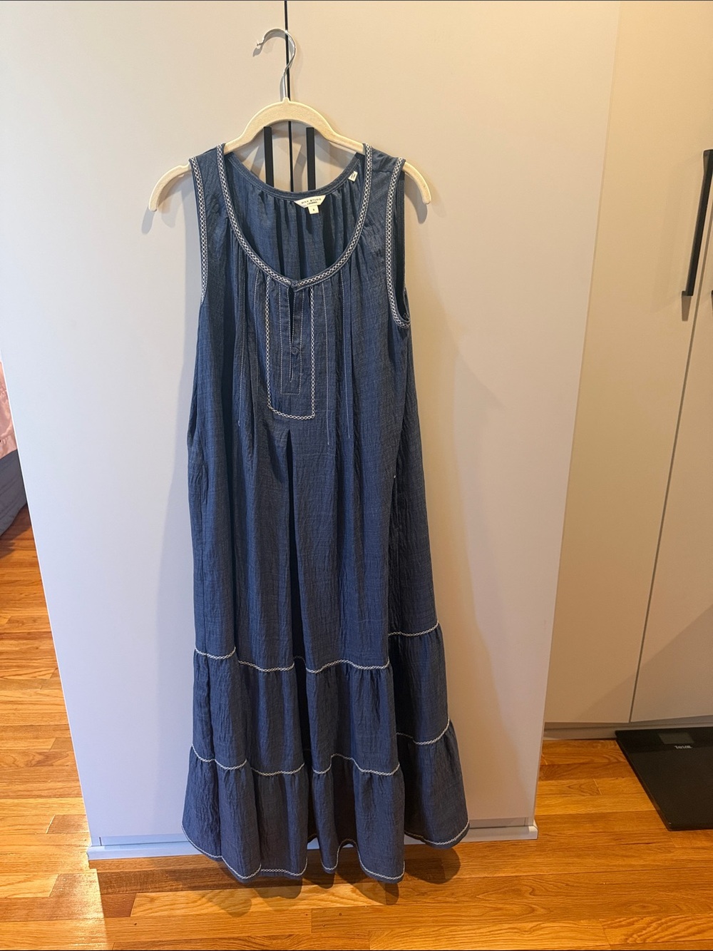 Max Studio Navy Sleeveless Tiered Maxi Dress